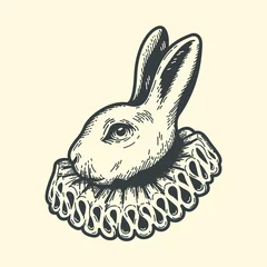 Foto op Aluminium White Rabbit, dressed as herald, Alice's Adventures in Wonderland, vintage engraving woodcut or linocut style.  © burak