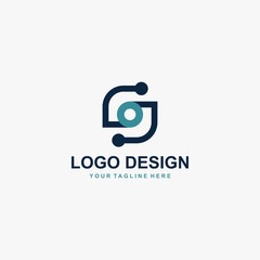 Letter S logo design. Monogram S type abstract symbol. Initial S and dot vector icons.