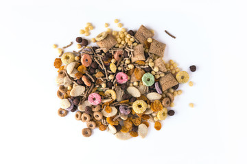 Variety of colorful cereals for breakfast