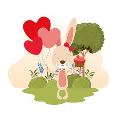 Obraz na płótnie Canvas cute bunny with helium balloons