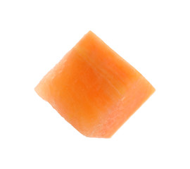 Fresh juicy carrot cube isolated on white