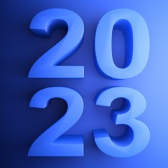 2023 blue square icon - 3D rendering illustration