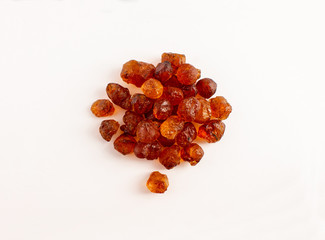 group of peach gum on white background..