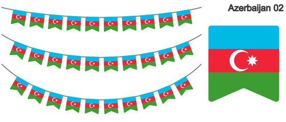 Fototapeta na wymiar アゼルバイジャンの国旗のガーラーンド　ベクターデータ（bunting garland）