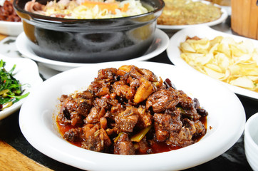 Stir fry with chicken, potato and chinese vegetables - Chinese food