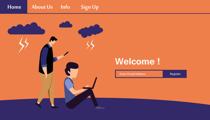 Responsive Website Template Landing Page Design Vector Illustration