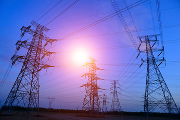 Fototapeta premium The power supply facilities of contour in the evening