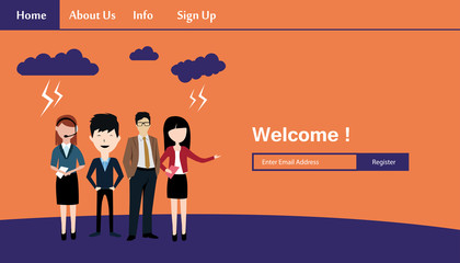 Responsive Website Template Landing Page Design Vector Illustration