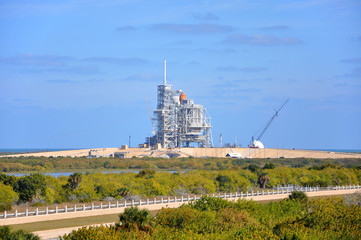 Space Shuttle on the Launch Pad prepare for launching, Kennedy Space Center in Cape Canaveral, Florida, USA.