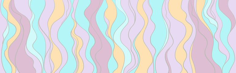Seamless multicolored wallpaper on horizontally surface. Colorful wavy background. Hand drawn waves. Striped texture with many lines. Waved pattern. Colored illustration for banners, flyers or posters