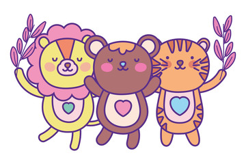 Lion bear and tiger cartoon design