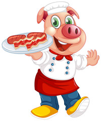 Cute pig in human-like pose isolated