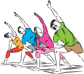 yoga people working out stretching vector illustration