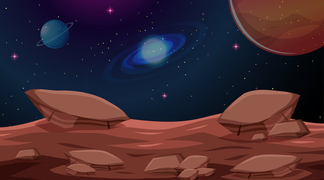 Deserted planet background scene