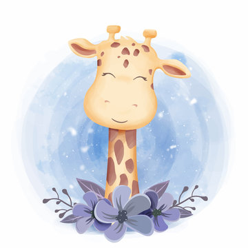 Cute Animal Giraffe Smile Face