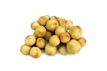  Longkong tropical fruit, Langsat, lanzones, Lansium parasiticum on a white background. - Image