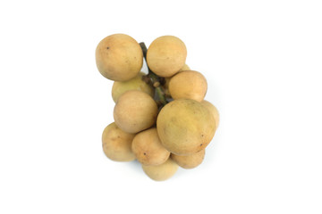  Longkong tropical fruit, Langsat, lanzones, Lansium parasiticum on a white background. - Image