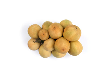  Longkong tropical fruit, Langsat, lanzones, Lansium parasiticum on a white background. - Image