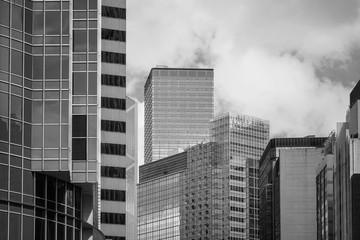 Hong Kong Commercial Building Close Up; Black and White style