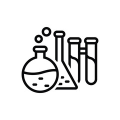 Black line icon for laboratory 