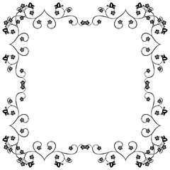 Decoration of greeting card, with cute flower frame pattern border on black and white colors. Vector