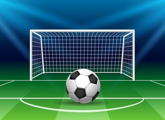 Football goal with soccer ball