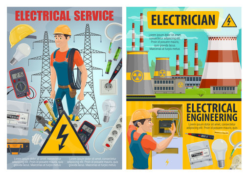 Electrician, electrcal tools, wire, light bulbs