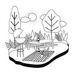Isolated picnic table vector design
