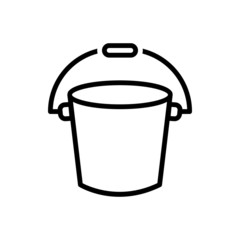 Black line icon for bucket