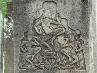 bas relief carving of dancers at bayon temple