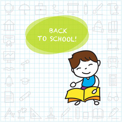 hand drawing cartoon character education back to school happy kid background