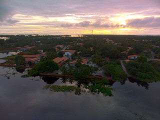 sunset over the river