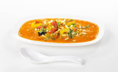 Indian Street Food Ragda Pattice on White Background