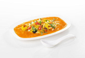Indian Street Food Ragda Pattice on White Background