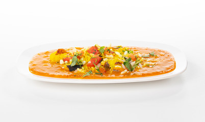 Indian Street Food Ragda Pattice on White Background