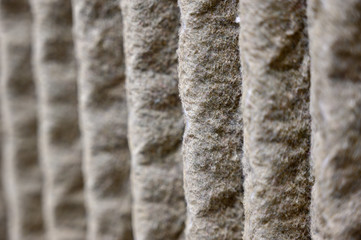 Dirty and dusty used house air filter close-up     
