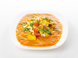 Indian Street Food Ragda Pattice on White Background