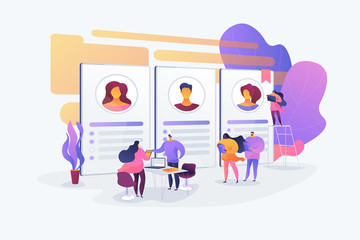 Recruitment and employment service. HR agency and headhunting company. Job interview, employment process, choosing a candidate concept. Vector isolated concept creative illustration