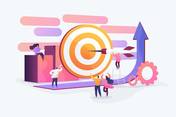 Aim achievement, motivation and success. Career development strategy. Goals and objectives, business grow, business plan, goal setting concept. Vector isolated concept creative illustration - obrazy, fototapety, plakaty