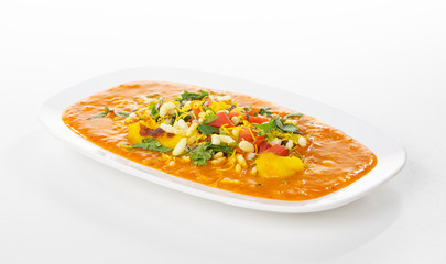 Indian Street Food Ragda Pattice on White Background