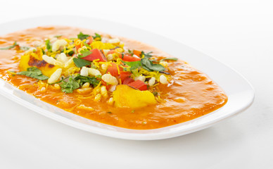 Indian Street Food Ragda Pattice on White Background