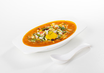 Indian Street Food Ragda Pattice on White Background