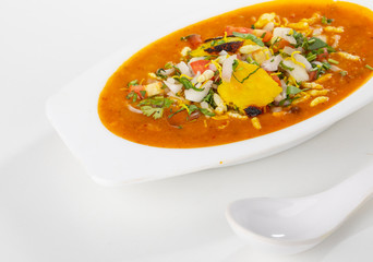 Indian Street Food Ragda Pattice on White Background