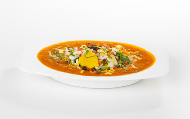 Indian Street Food Ragda Pattice on White Background