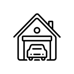 Black line icon for garage 