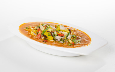 Indian Street Food Ragda Pattice on White Background