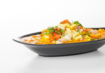 Indian Street Food Ragda Pattice on White Background