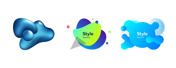 Set of creative colorful fluid figures