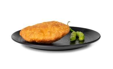 Indian Popular Spicy Snack Kachori Also Know as Kachodi, Katchuri And Fried Dumpling on White Background
