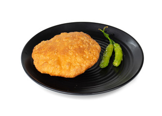 Indian Popular Spicy Snack Kachori Also Know as Kachodi, Katchuri And Fried Dumpling on White Background